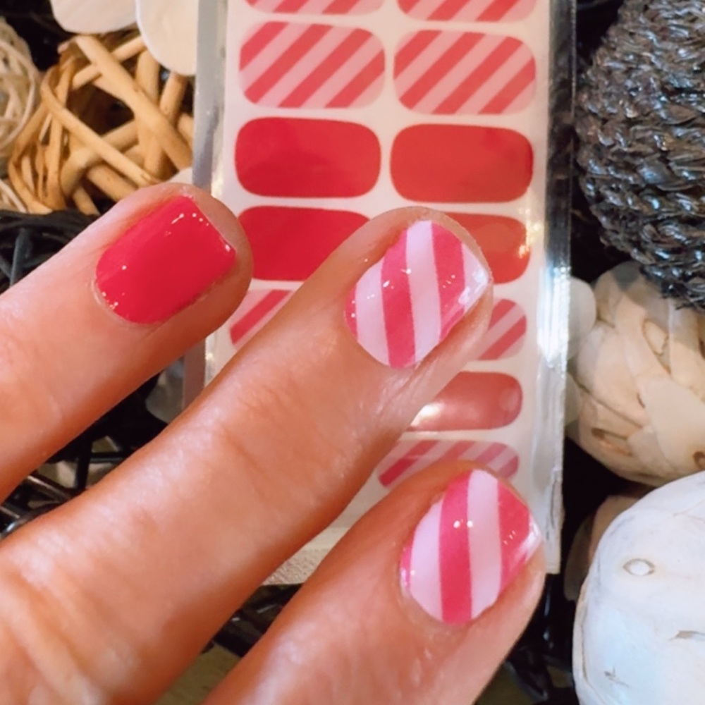 Candy Stripe Crush Nail Wrap Set | Pink & Red Striped | DIY Manicure Strips